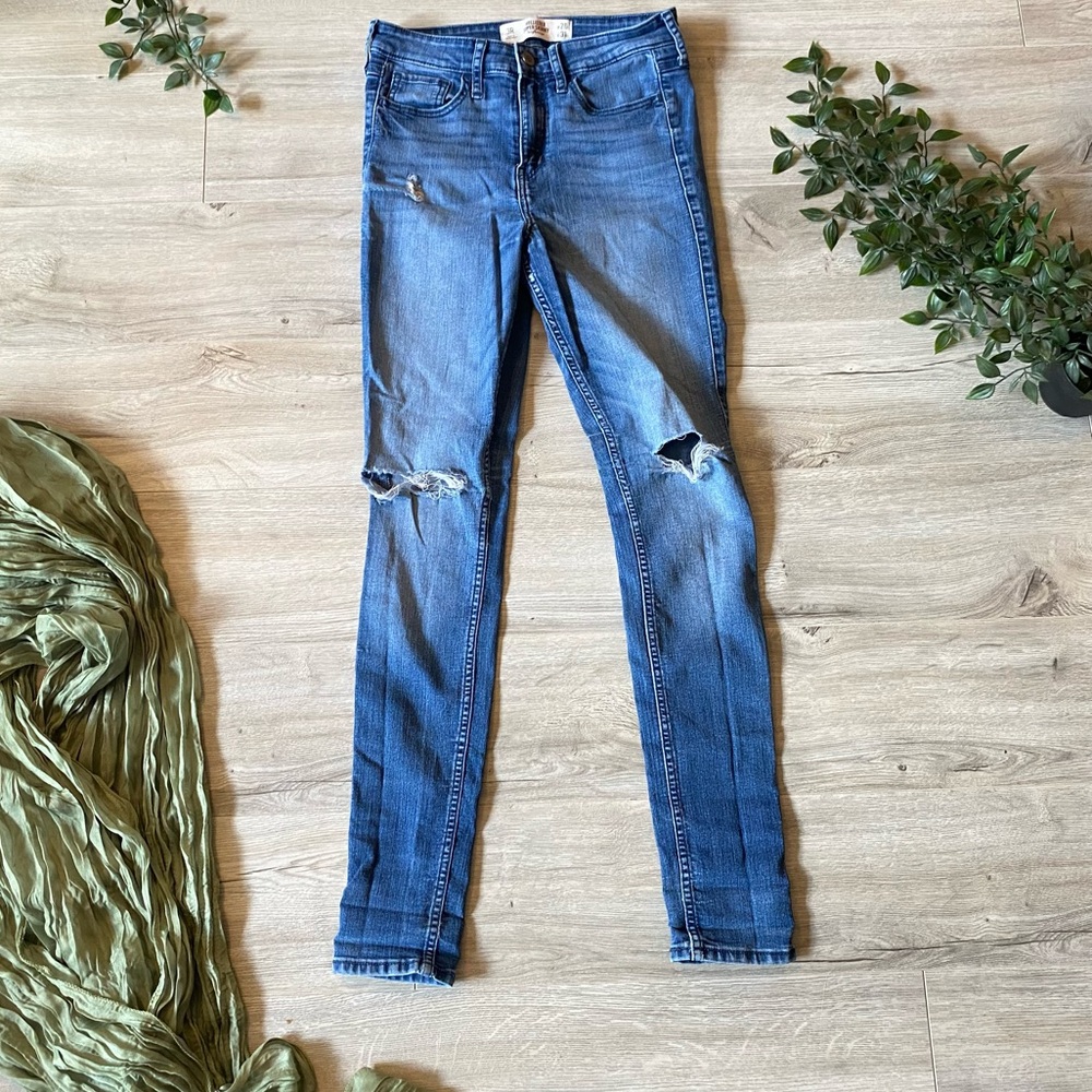 Hollister blue ripped jeans - skinny high-rise